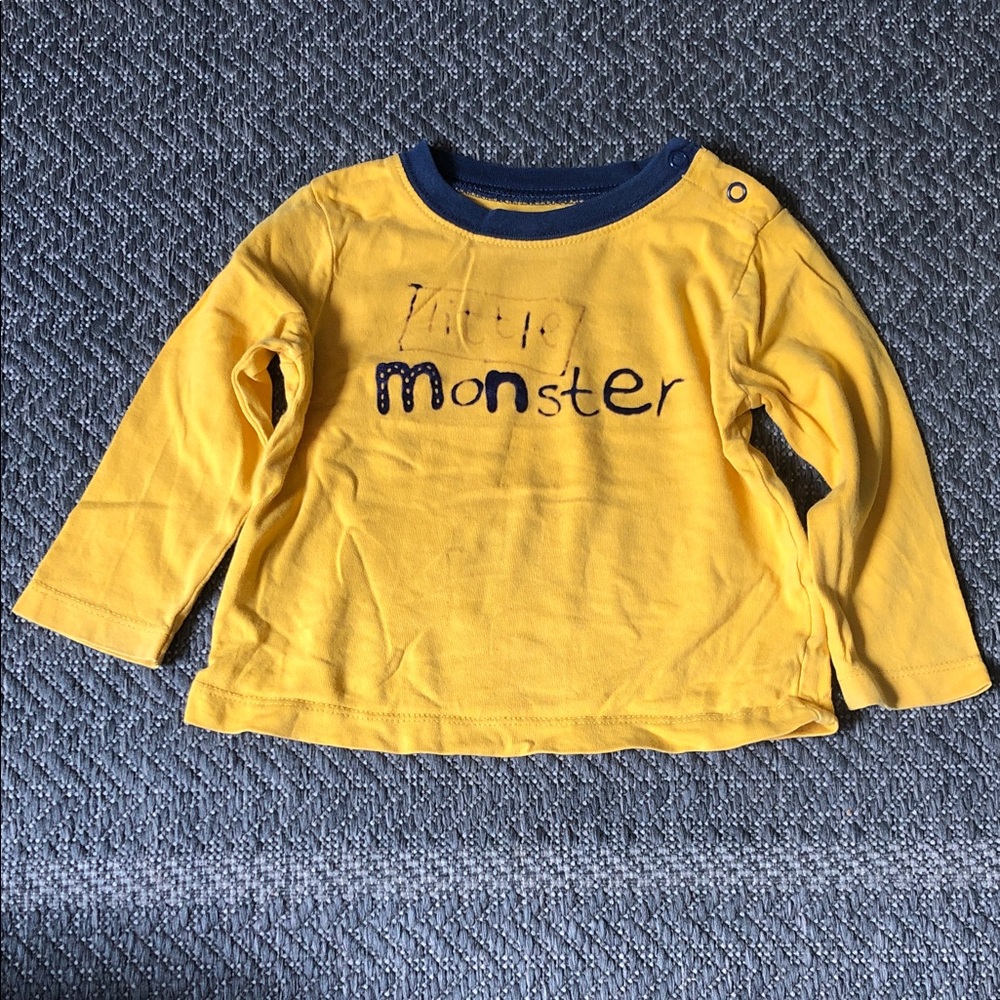 Joe Fresh Yellow Long-Sleeve 'Monster' Tee with Navy Trim